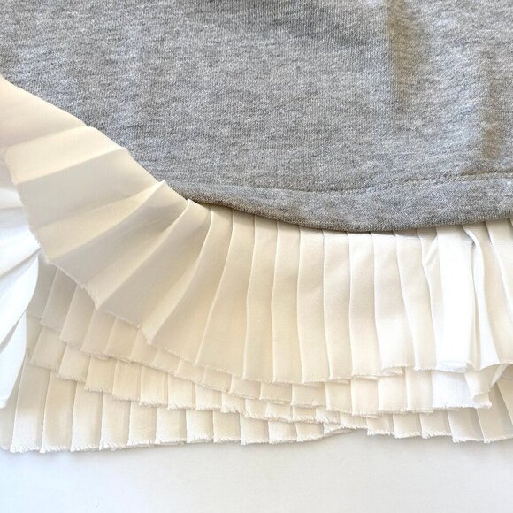 J.Crew Crewcuts Girls Size 14 Mixed Media Sweatshirt Pleated Hem 3/4 Sleeve Gray - Picture 4 of 10